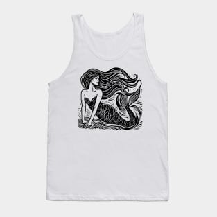 Linocut Mermaid Tank Top